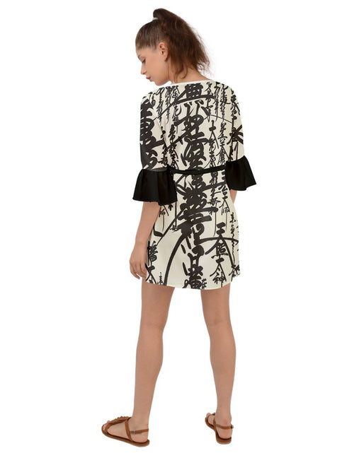 Load image into Gallery viewer, Oriental Pattern Criss Cross Mini Dress
