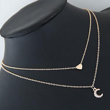 Load image into Gallery viewer, Moon and Heart Two Layer Necklace
