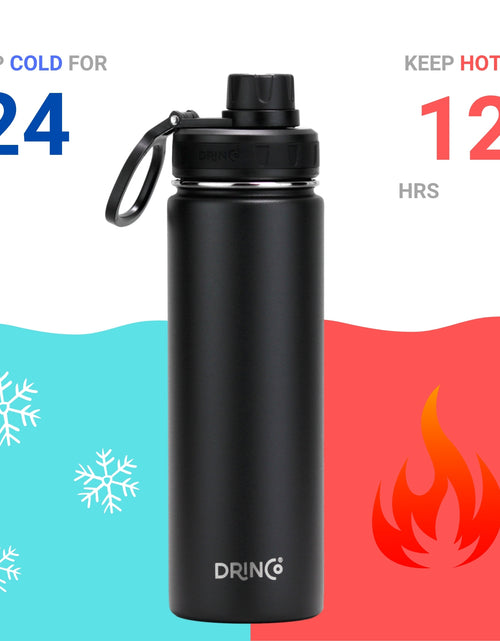 Load image into Gallery viewer, DRINCO® 22oz Stainless Steel Sport Water Bottle - Black
