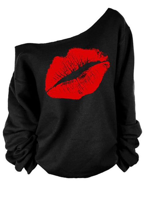 Load image into Gallery viewer, Women Off The Shoulder Lips Shirt
