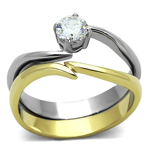 Load image into Gallery viewer, TK1092 - Two-Tone IP Gold (Ion Plating) Stainless Steel Ring with AAA
